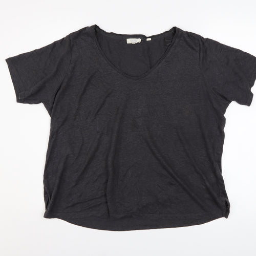 Fat Face Women’s Black Cotton V-Neck Short Sleeve T-Shirt Size 10