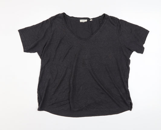Fat Face Women’s Black Cotton V-Neck Short Sleeve T-Shirt Size 10