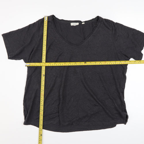 Fat Face Women’s Black Cotton V-Neck Short Sleeve T-Shirt Size 10