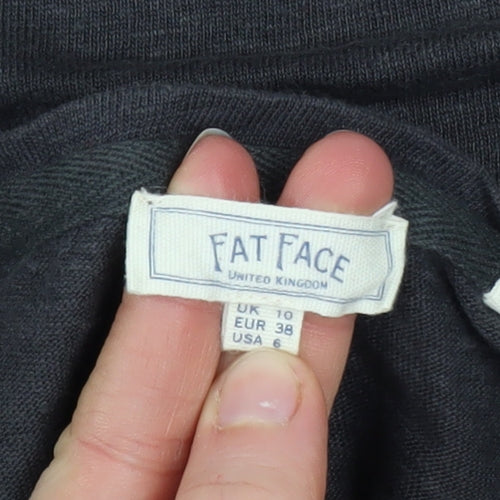 Fat Face Women’s Black Cotton V-Neck Short Sleeve T-Shirt Size 10