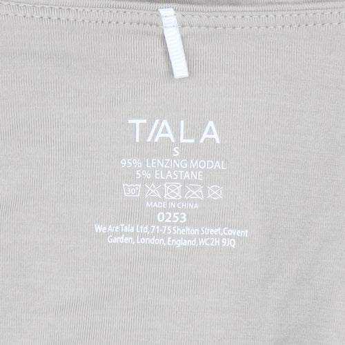 Tala Women’s Beige Long Sleeve Cropped V-Neck Twist Front Top - Size S