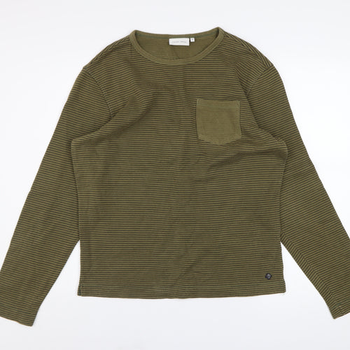 Casual Friday Men's Green Striped Pullover Sweatshirt Size M