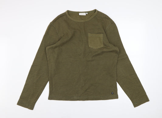 Casual Friday Men's Green Striped Pullover Sweatshirt Size M