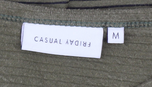 Casual Friday Men's Green Striped Pullover Sweatshirt Size M