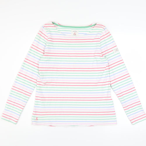 Joules Women's Multicoloured Striped Cotton Long Sleeve T-Shirt UK 10