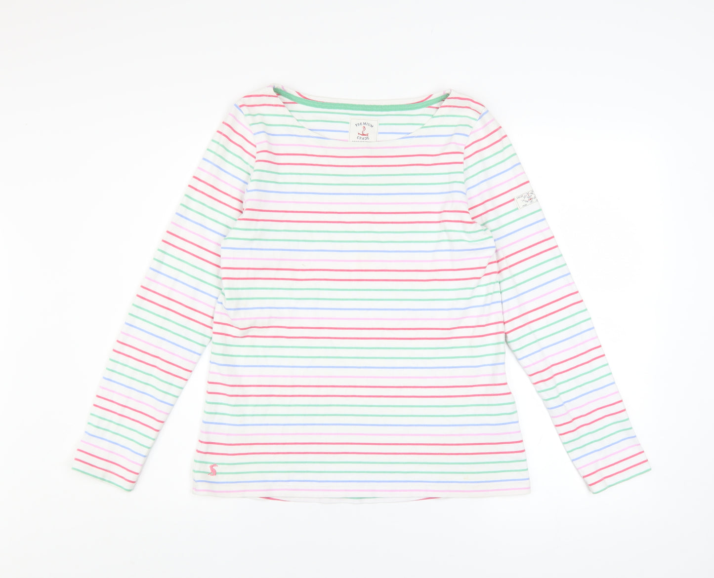 Joules Women's Multicoloured Striped Cotton Long Sleeve T-Shirt UK 10