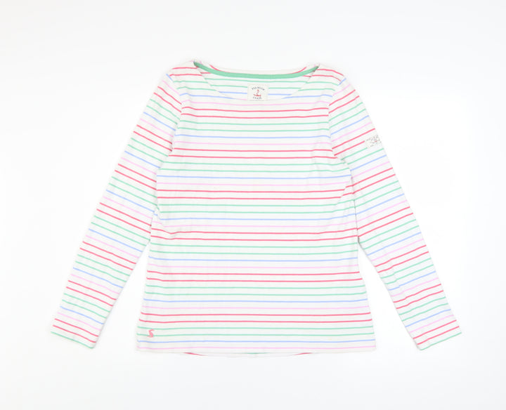 Joules Women's Multicoloured Striped Cotton Long Sleeve T-Shirt UK 10