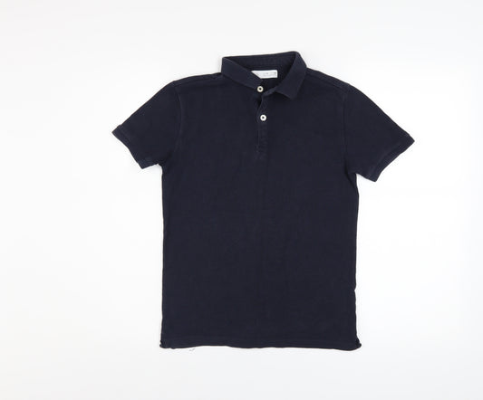 Zara Boys Blue Cotton Polo Shirt 10 Years Short Sleeve Collared Top