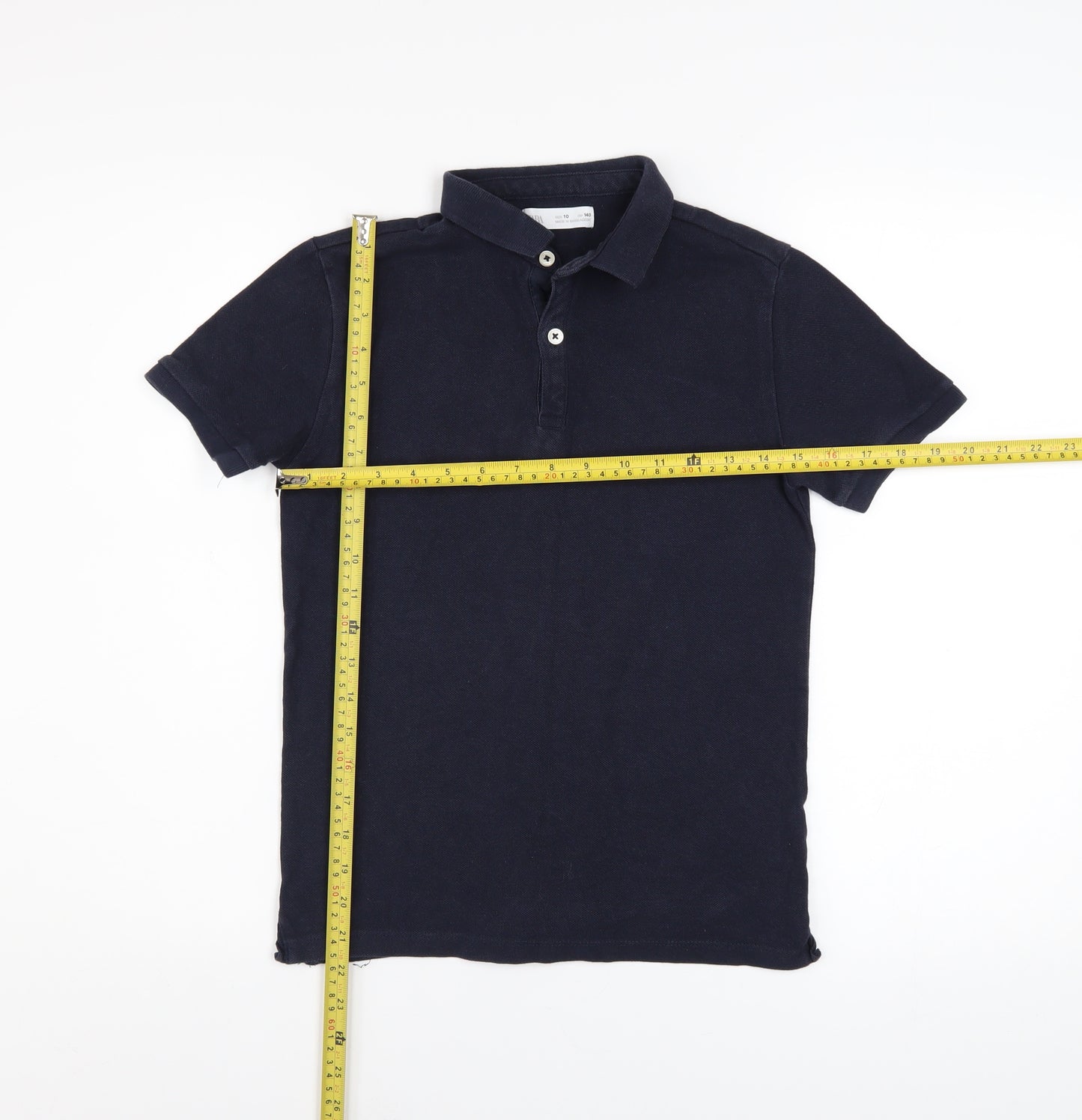 Zara Boys Blue Cotton Polo Shirt 10 Years Short Sleeve Collared Top