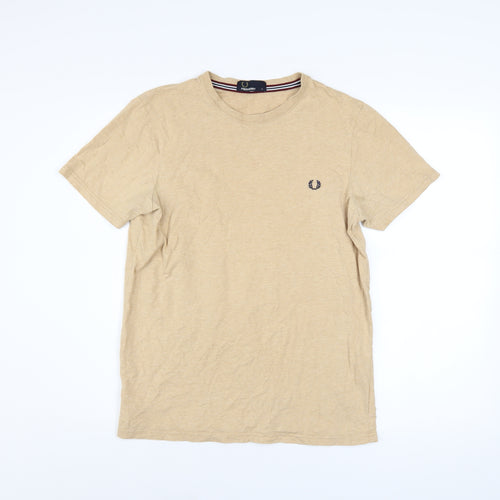 Fred Perry Men's Beige Crew Neck Cotton T-Shirt Size S