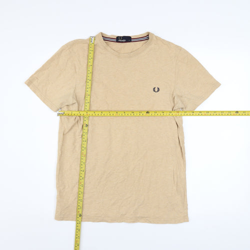 Fred Perry Men's Beige Crew Neck Cotton T-Shirt Size S