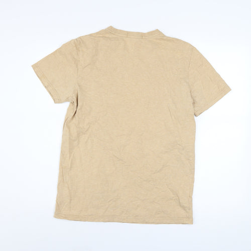 Fred Perry Men's Beige Crew Neck Cotton T-Shirt Size S