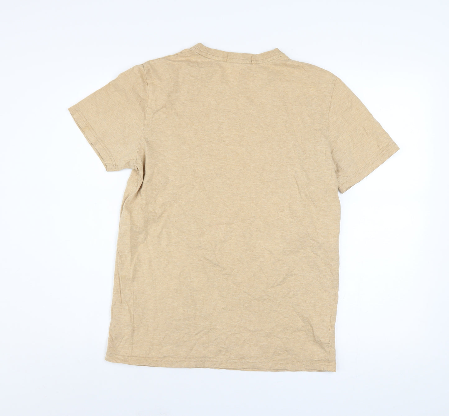 Fred Perry Men's Beige Crew Neck Cotton T-Shirt Size S