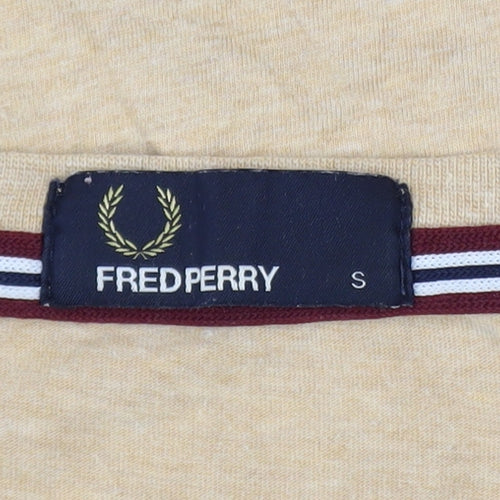 Fred Perry Men's Beige Crew Neck Cotton T-Shirt Size S