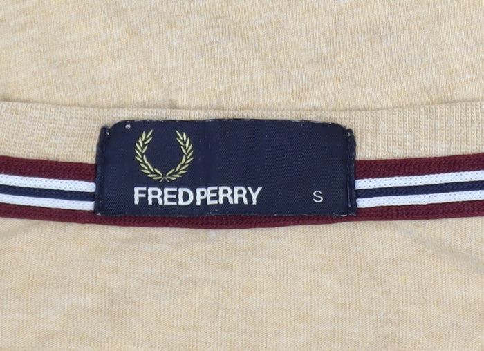 Fred Perry Men's Beige Crew Neck Cotton T-Shirt Size S