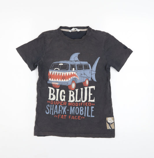 Fat Face Boys Blue Big Blue Shark-Mobile Graphic T-Shirt 8-9 Years