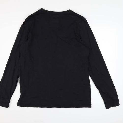 Dissident Men's Black Cotton Long Sleeve V-Neck Casual Shirt Size L