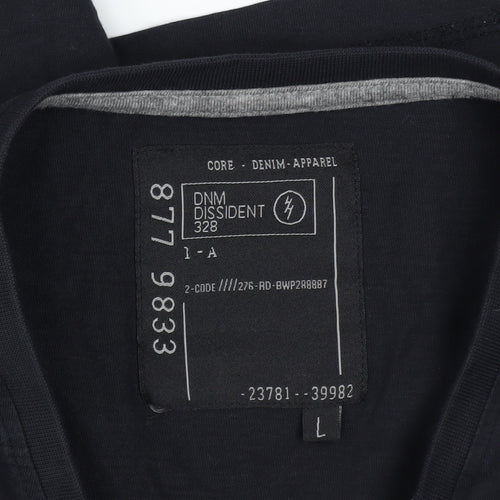 Dissident Men's Black Cotton Long Sleeve V-Neck Casual Shirt Size L
