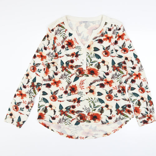 Damart Womens Floral Long Sleeve V-Neck Jersey Blouse Size 14