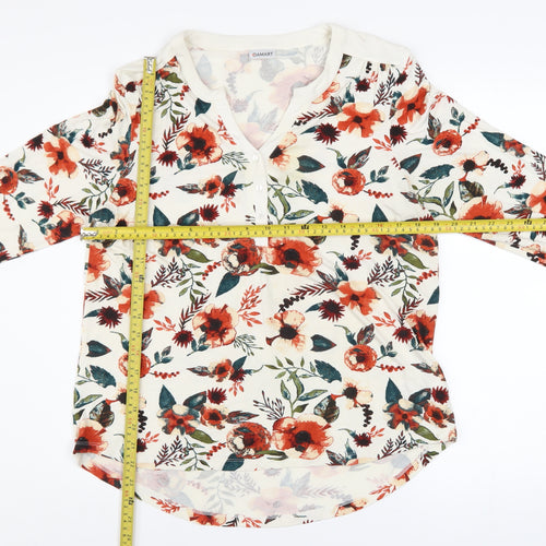 Damart Womens Floral Long Sleeve V-Neck Jersey Blouse Size 14