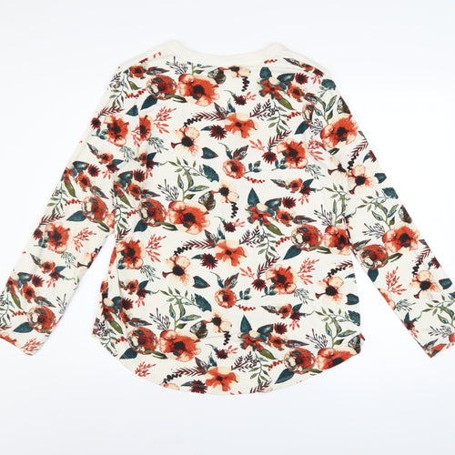 Damart Womens Floral Long Sleeve V-Neck Jersey Blouse Size 14
