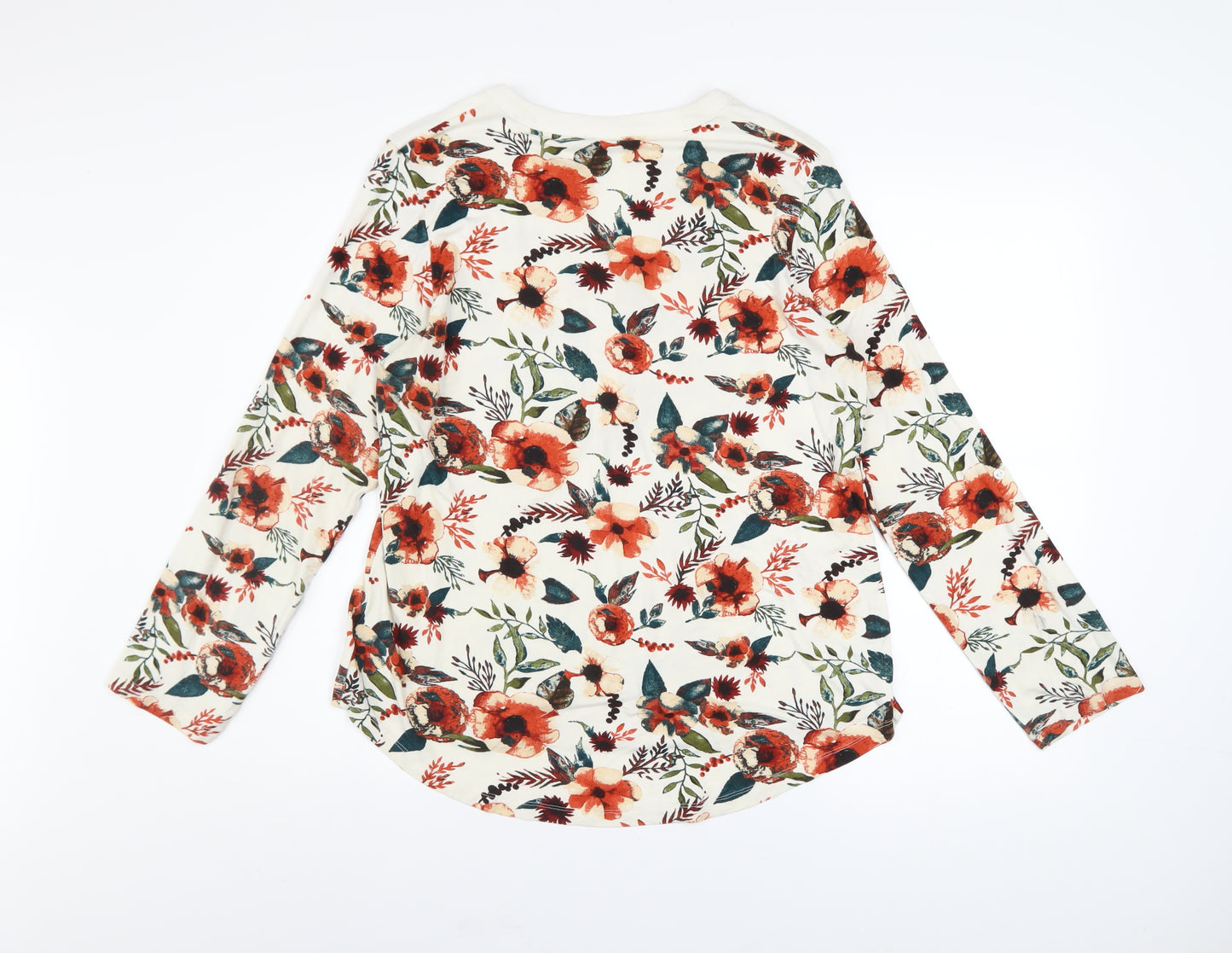 Damart Womens Floral Long Sleeve V-Neck Jersey Blouse Size 14