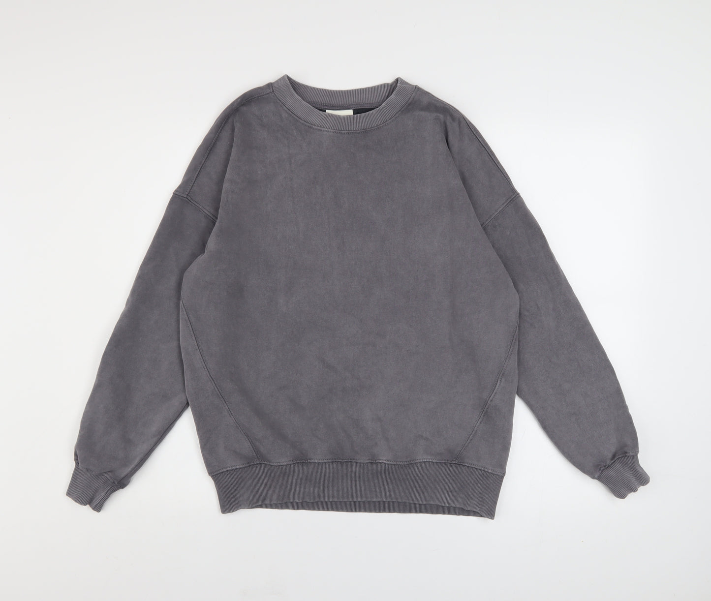 Pull&Bear Womens Grey Cotton Crew Neck Pullover Sweatshirt XS