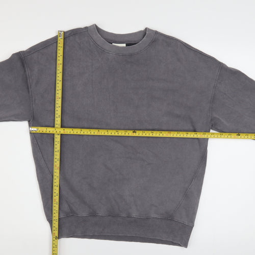 Pull&Bear Womens Grey Cotton Crew Neck Pullover Sweatshirt XS