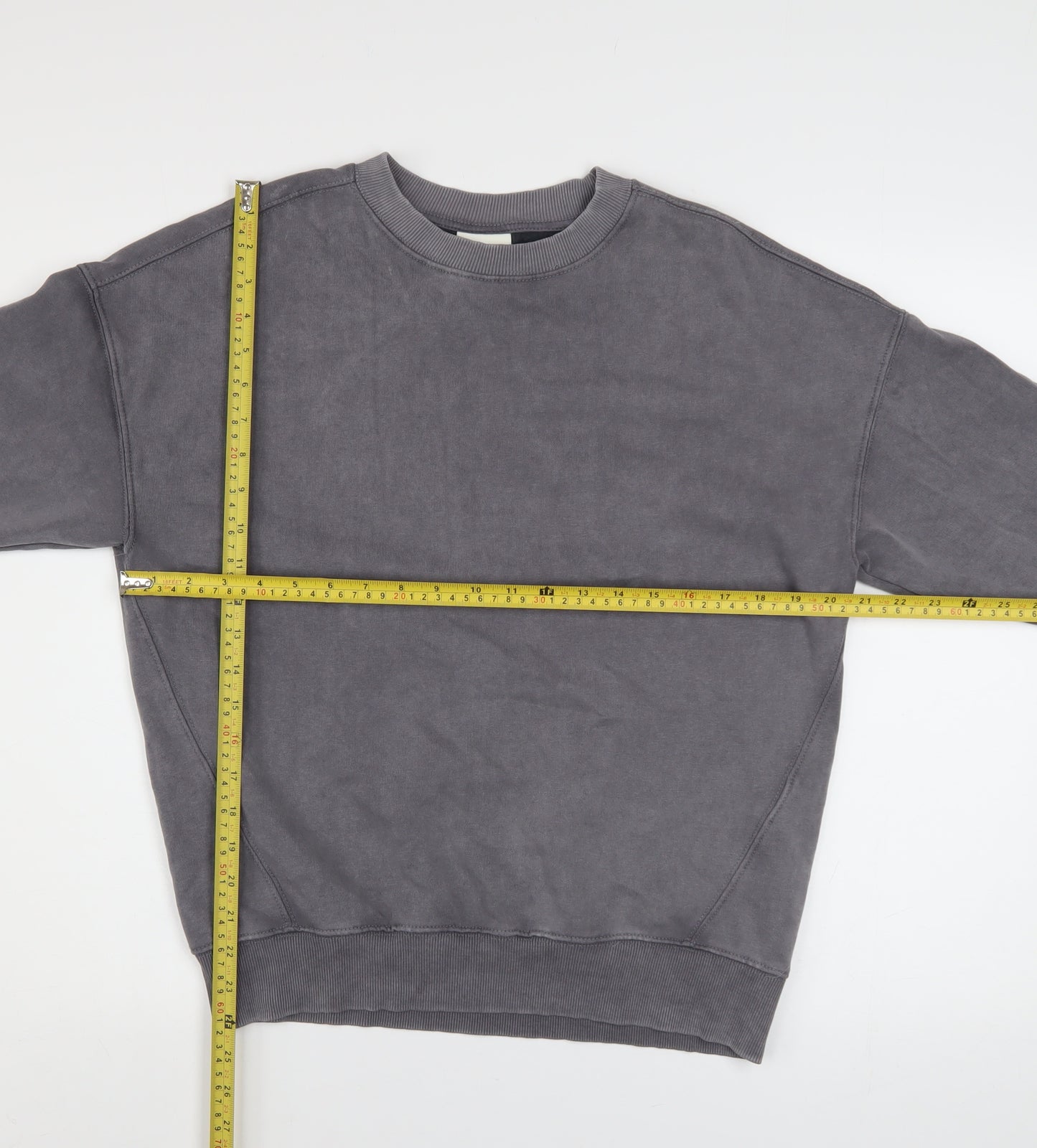 Pull&Bear Womens Grey Cotton Crew Neck Pullover Sweatshirt XS