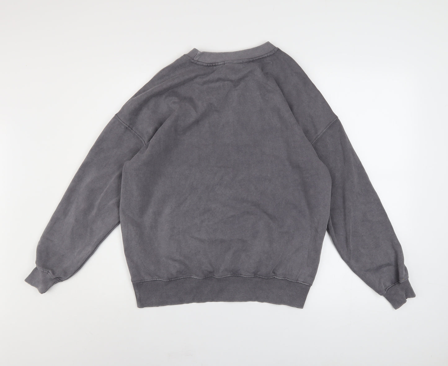 Pull&Bear Womens Grey Cotton Crew Neck Pullover Sweatshirt XS