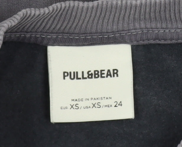 Pull&Bear Womens Grey Cotton Crew Neck Pullover Sweatshirt XS