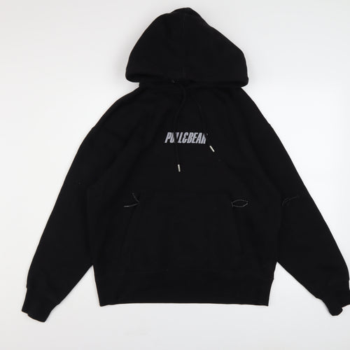Pull&Bear Men's Black Graphic Logo Pullover Hoodie XS