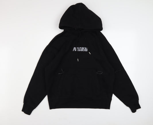 Pull&Bear Men's Black Graphic Logo Pullover Hoodie XS
