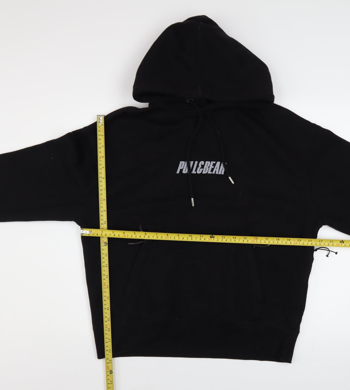 Pull&Bear Men's Black Graphic Logo Pullover Hoodie XS