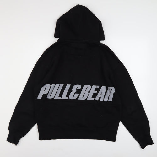 Pull&Bear Men's Black Graphic Logo Pullover Hoodie XS