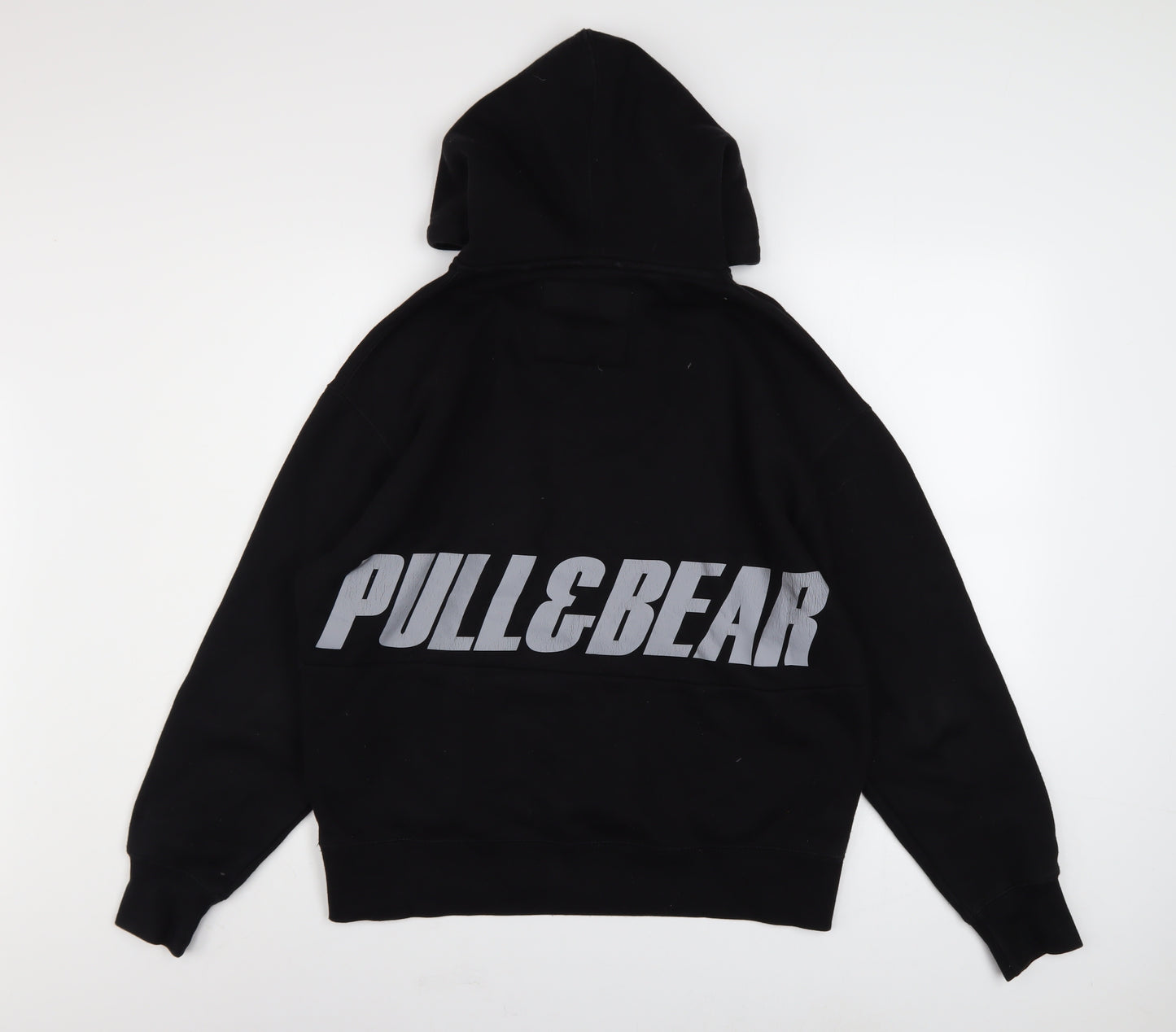 Pull&Bear Men's Black Graphic Logo Pullover Hoodie XS