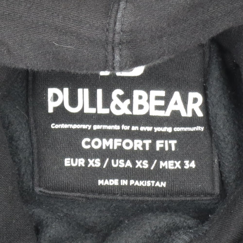 Pull&Bear Men's Black Graphic Logo Pullover Hoodie XS