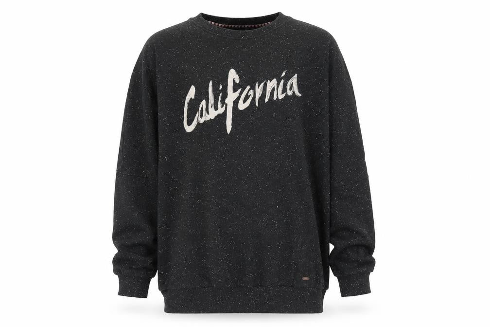 Front view of O'Neill Men's Black California Graphic Knit Sweatshirt, size S