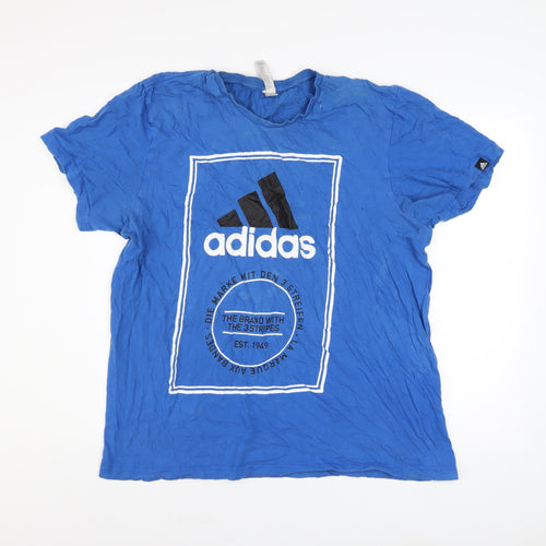 Adidas Men’s Blue XL Graphic Logo Cotton T-Shirt