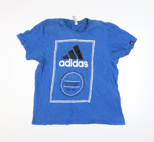 Adidas Men’s Blue XL Graphic Logo Cotton T-Shirt