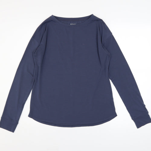 Columbia Women Navy Long Sleeve Basic T-Shirt Size S Polyester Blend