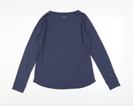 Columbia Women Navy Long Sleeve Basic T-Shirt Size S Polyester Blend
