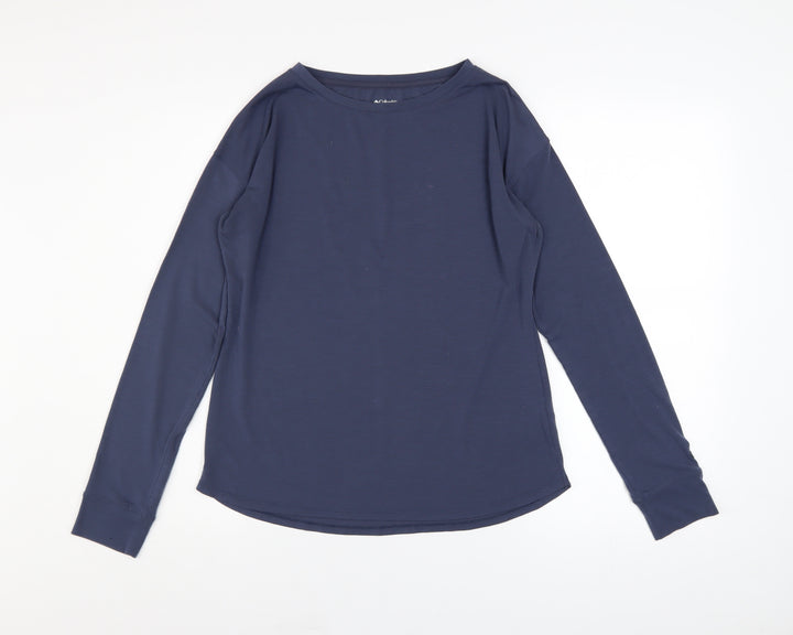 Columbia Women Navy Long Sleeve Basic T-Shirt Size S Polyester Blend
