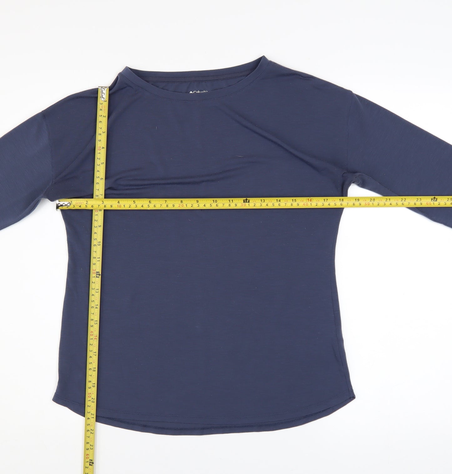 Columbia Women Navy Long Sleeve Basic T-Shirt Size S Polyester Blend