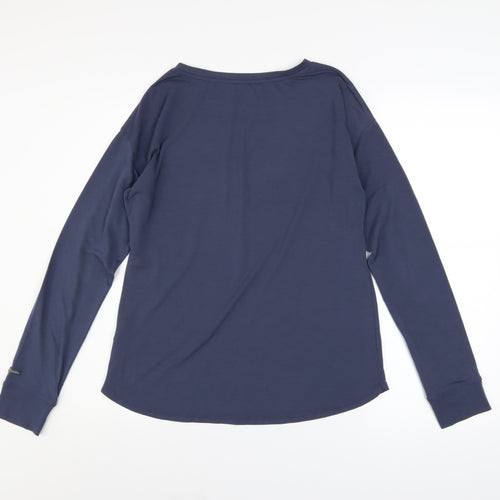 Columbia Women Navy Long Sleeve Basic T-Shirt Size S Polyester Blend