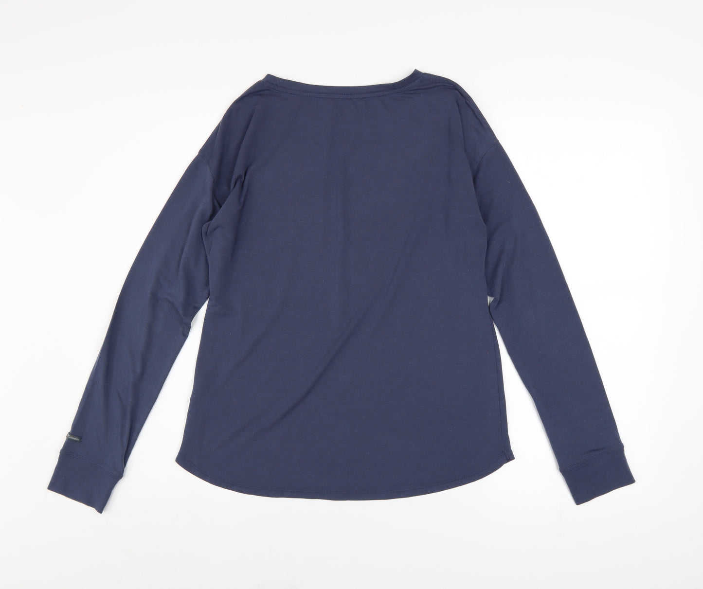 Columbia Women Navy Long Sleeve Basic T-Shirt Size S Polyester Blend
