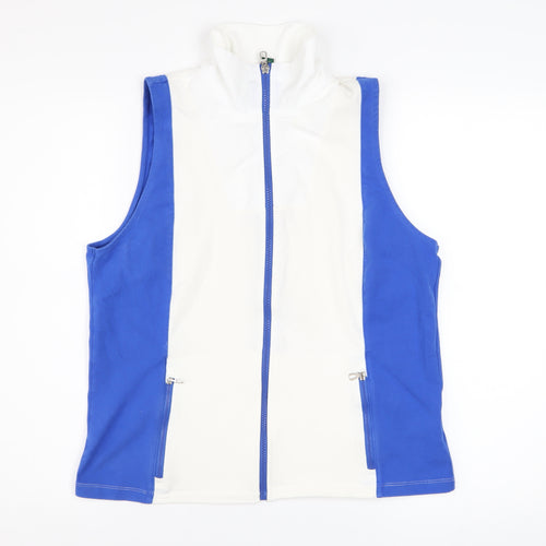 Ralph Lauren Men’s Blue White Full Zip Stand Collar Waistcoat L