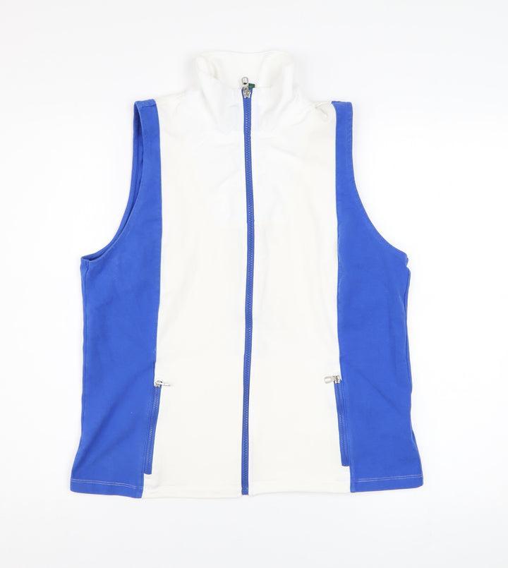 Ralph Lauren Men’s Blue White Full Zip Stand Collar Waistcoat L