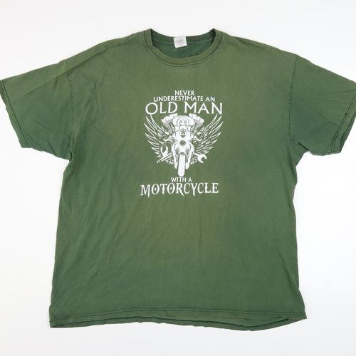 Fruit of the Loom Men's Green 2XL Biker Graphic Cotton T-Shirt