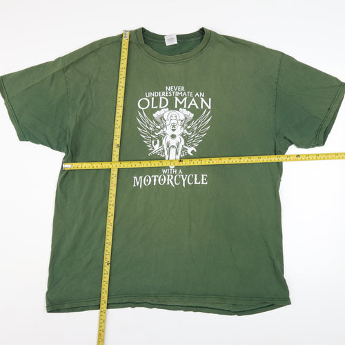 Fruit of the Loom Men's Green 2XL Biker Graphic Cotton T-Shirt